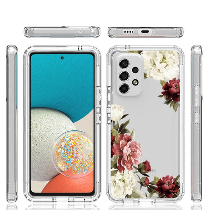 Transparent two-piece phone case with rose floral back and raised edges
