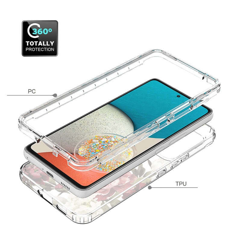 Clear 360° protective phone case with rose floral back and PC TPU layers