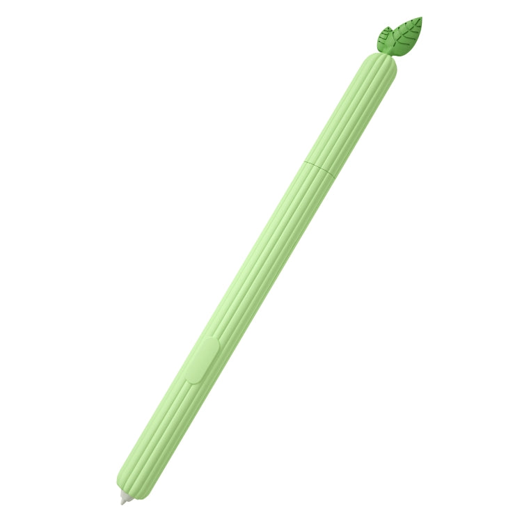 Green fruit-shaped silicone stylus protective case with green leaf detail