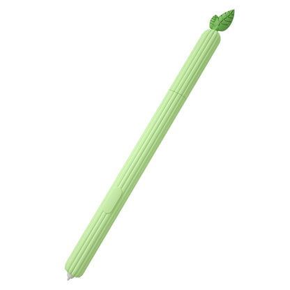 Green fruit-shaped silicone stylus protective case with green leaf detail