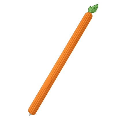 Orange carrot-shaped silicone stylus protective case with green leaf detail