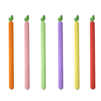Fruit-shaped silicone stylus protective cases in multiple colors, with leaf details