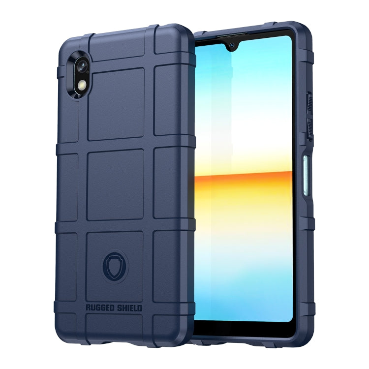 Blue rugged TPU shockproof phone case, back and screen side profile
