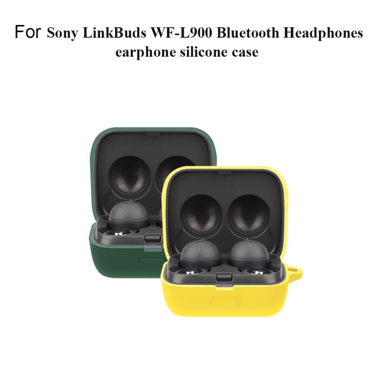 Silicone earphone protective case set: open green and yellow cases holding two earbuds.