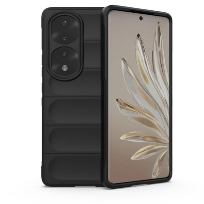 Black phone case with camera and button cutouts and raised edges