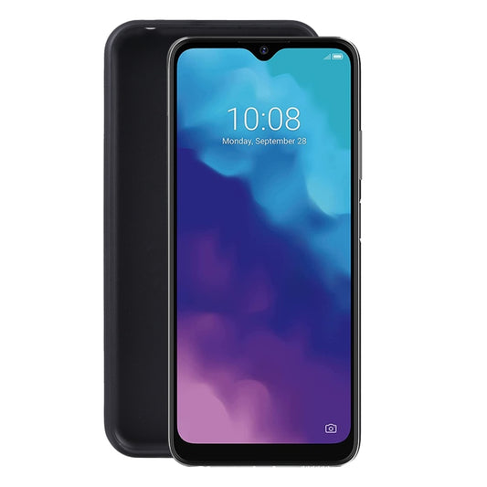 Black TPU phone case with clear window and protective raised edges
