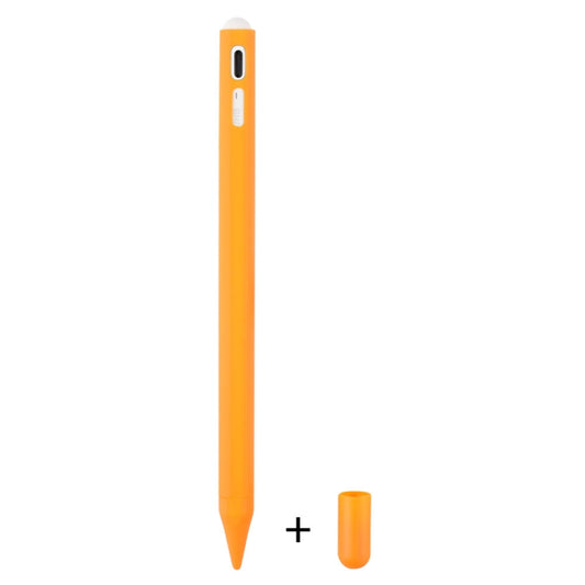 Orange silicone touch pen protective case with tip cover and spare cap