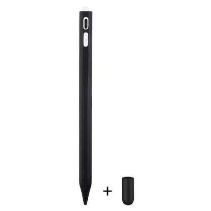 Black silicone touch pen protective case with tip cover and spare cap
