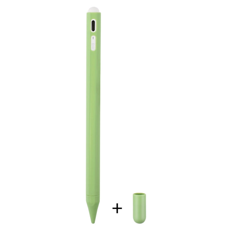 Light green silicone touch pen protective case with tip cover and spare cap