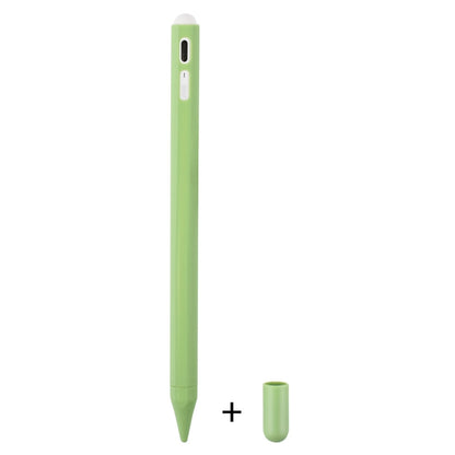 Light green silicone touch pen protective case with tip cover and spare cap