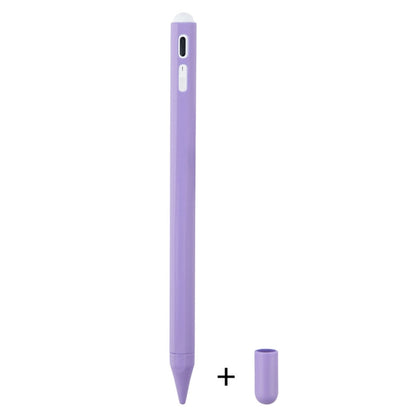 Light purple silicone touch pen protective case with tip cover and spare cap