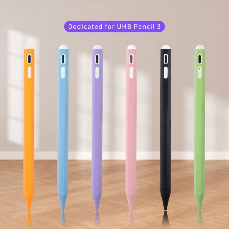Set of silicone touch pen protective cases in orange, blue, purple, pink, black, green