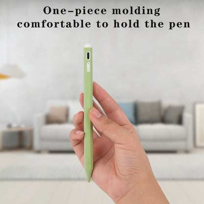 Hand holding light green silicone touch pen protective case
