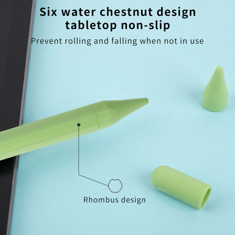 Green silicone touch pen case with non-slip texture and rhombus design tips