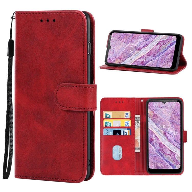 Nokia C10 red leather phone case with folio wallet flap and card slots