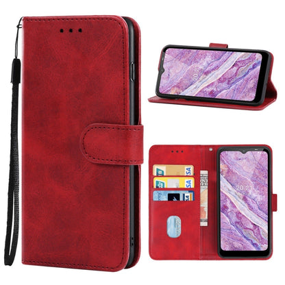 Nokia C10 red leather phone case with folio wallet flap and card slots