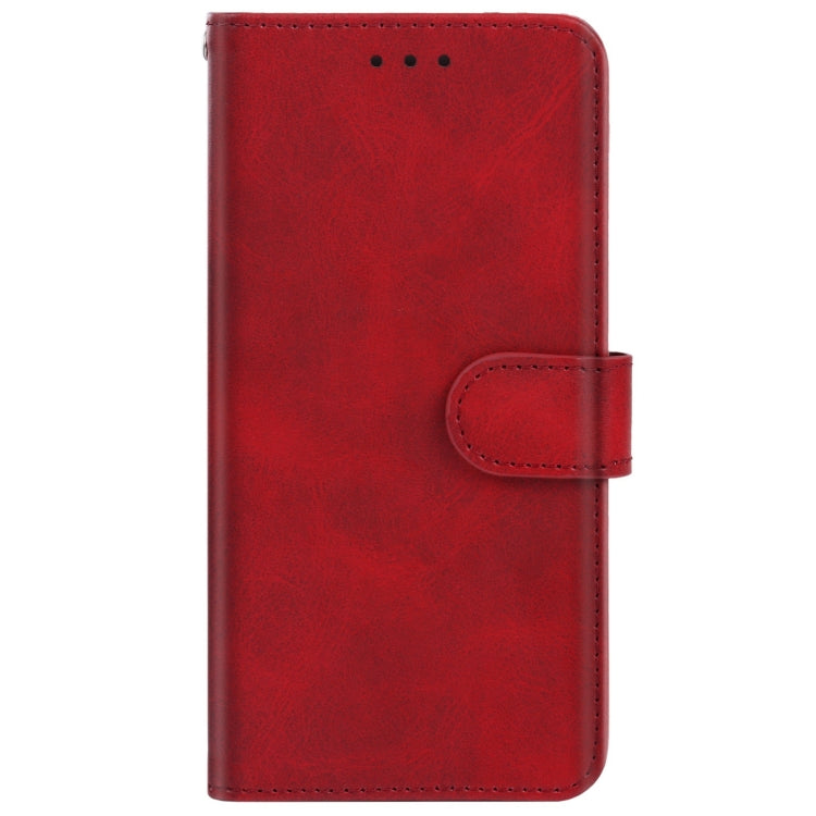 Nokia C10 red leather phone case with stitched folio flap and snap tab