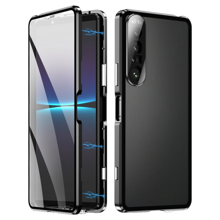 Magnetic tempered glass phone case for Xperia 1 IV, black metal frame
