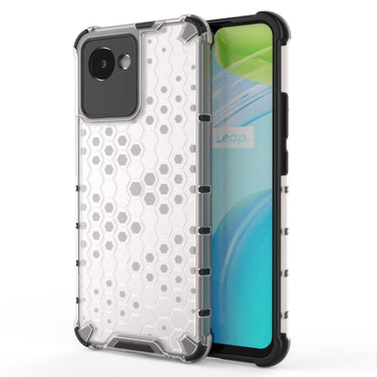 White honeycomb protective phone case with TPU bumper, covers camera and charging openings