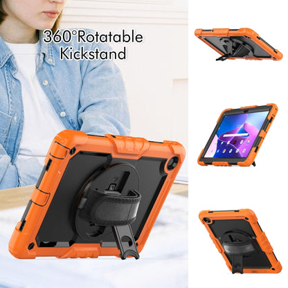 Orange rugged tablet case with 360-degree rotatable kickstand and tablet stand
