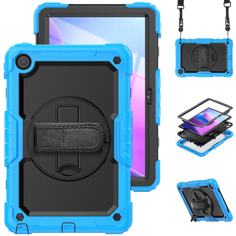 Blue rugged tablet case with protective back cover and included screen cover