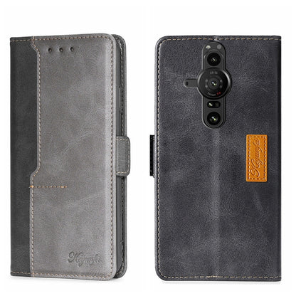 Grey leather phone case with side buckle and camera cutout on back