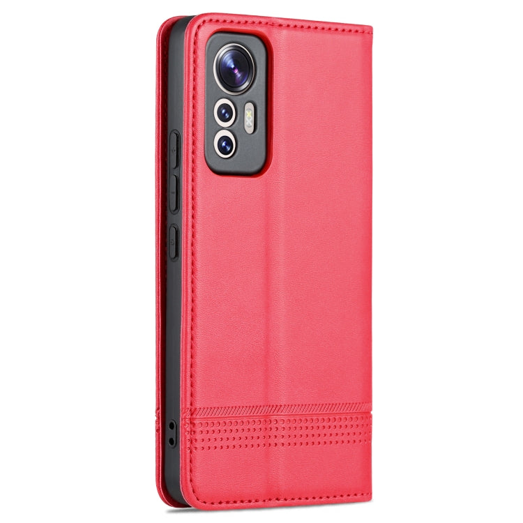 Red leather-style phone case with camera cutout, back view