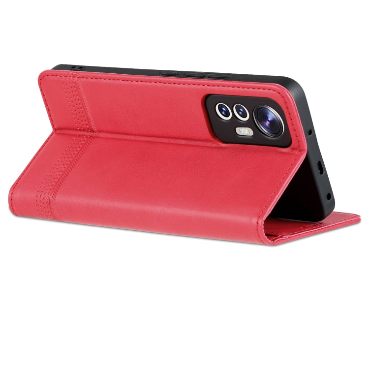 Red leather-style wallet phone case with card-holder fold, open view
