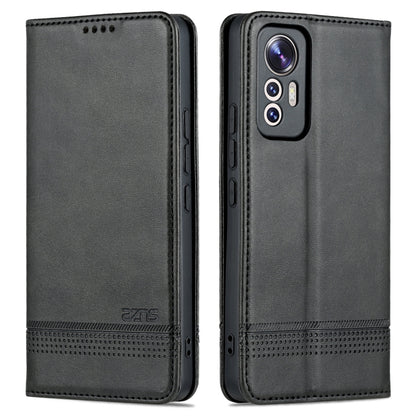 Dark black leather-style phone case with textured finish, front and back views