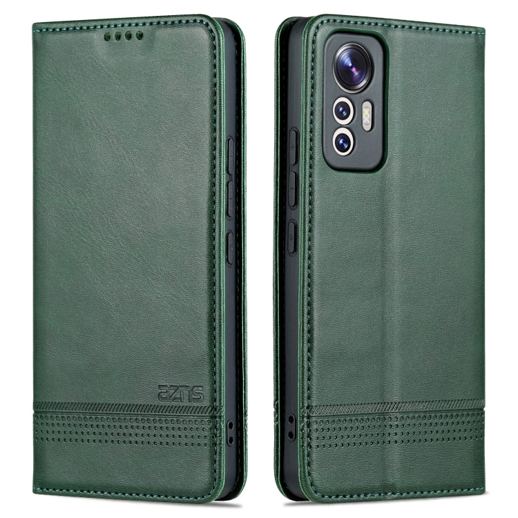 Dark green leather-style phone case with textured finish, front and back views
