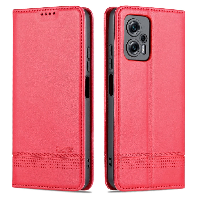 Red leather phone case with textured finish and side camera cutout