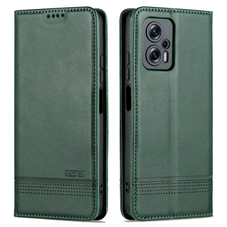 Dark green leather phone case with textured finish and side camera cutout