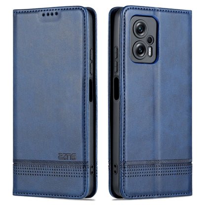 Dark blue leather phone case with textured finish and side camera cutout