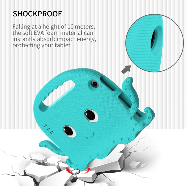 Turquoise octopus EVA tablet case with shock-absorbing body and screen opening