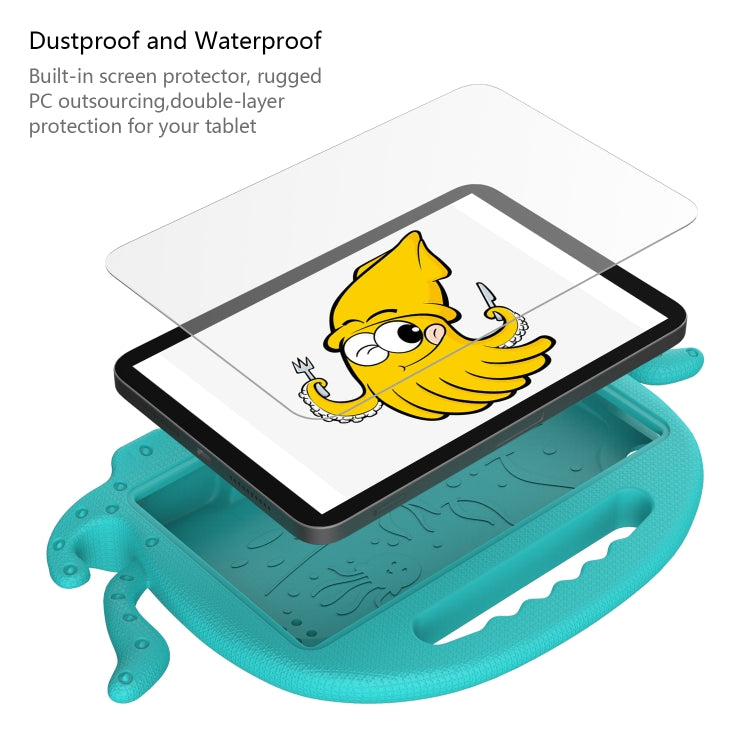 Turquoise octopus EVA tablet case with transparent front screen protector