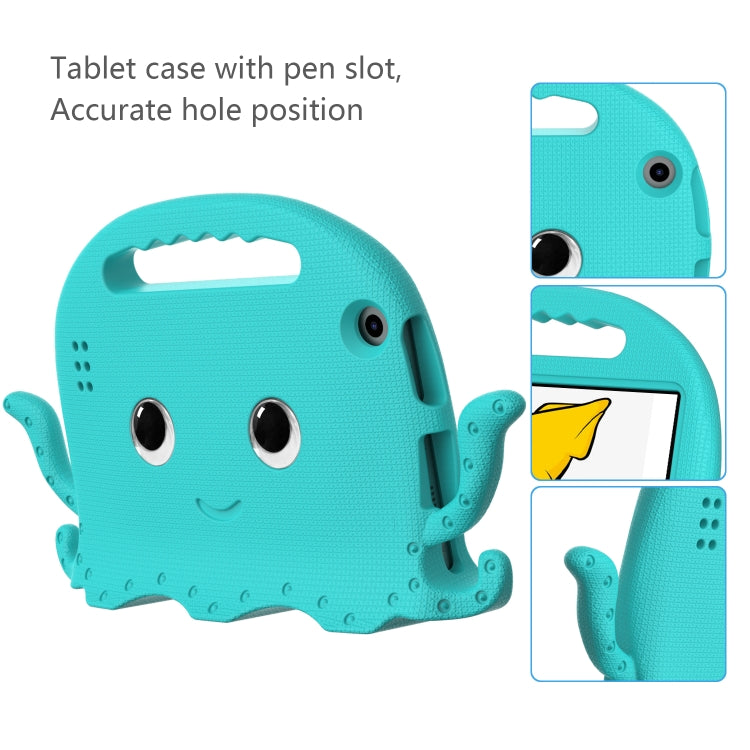 Turquoise octopus EVA tablet case with pen slot and precise camera cutout