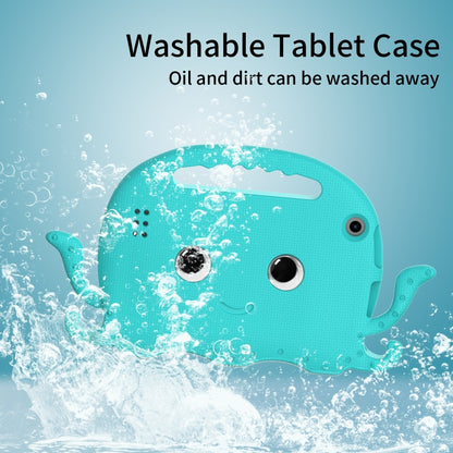 Turquoise octopus EVA tablet case with water splash backdrop, face detail