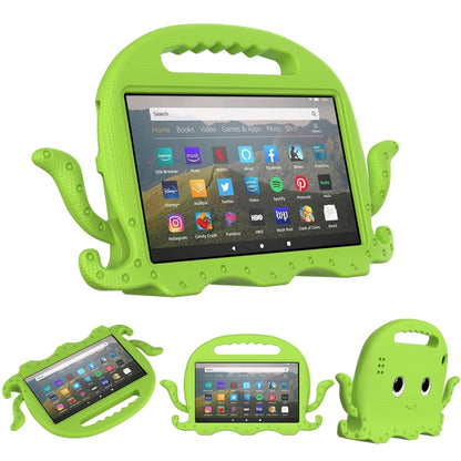 Octopus-style EVA tablet case with screen cover and handle cutout, green color