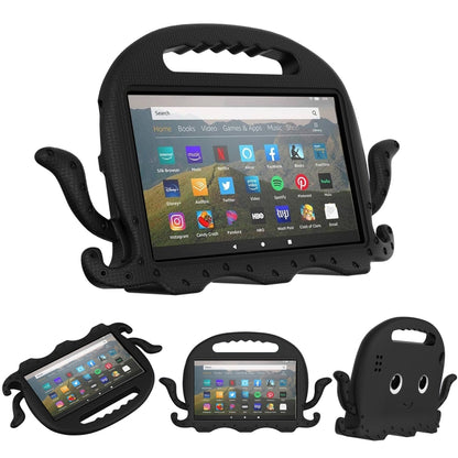 Octopus EVA tablet case with clear screen window and handle, black octopus design