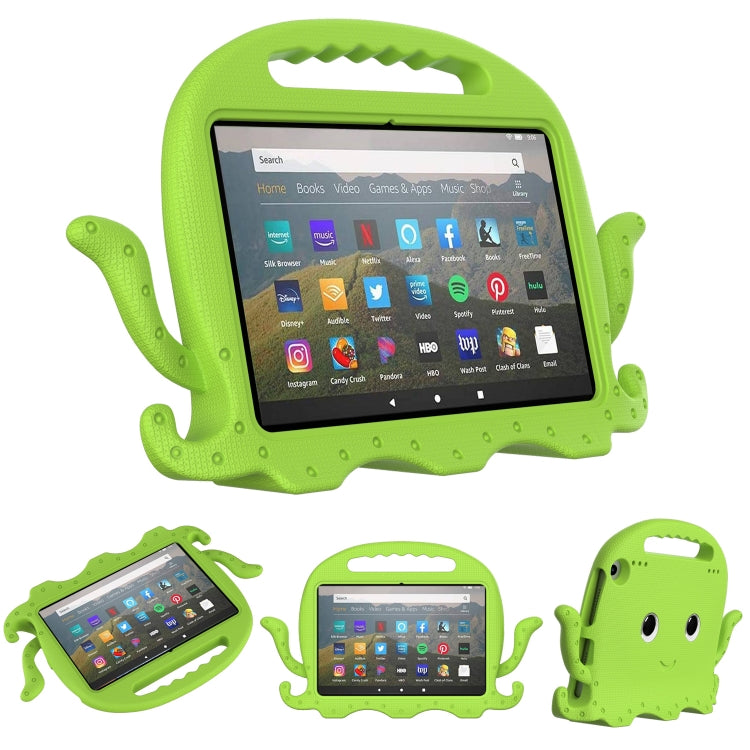 Green octopus EVA tablet case with screen cover and tentacle side details