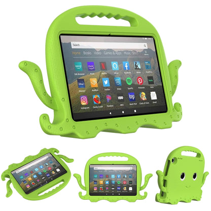 Green octopus EVA tablet case with screen cover and tentacle side details