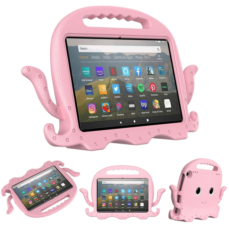 Octopus EVA tablet case with clear screen window, pink design and matching side openings