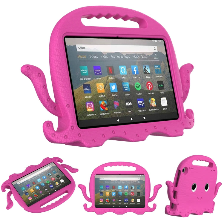 Octopus EVA tablet case with clear screen window, bright pink design and matching side openings