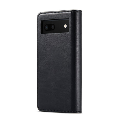 Black crazy horse leather phone case with camera cutout, back view