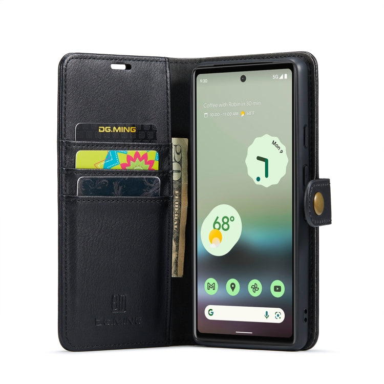Black crazy horse leather wallet phone case with magnetic front flap and card pocket