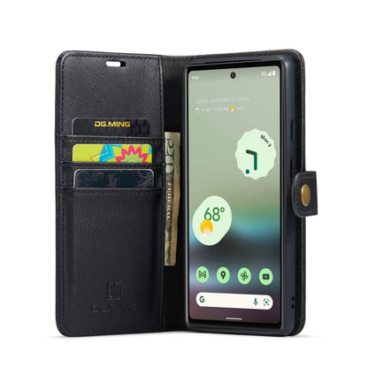 Black crazy horse leather wallet phone case with magnetic front flap and card pocket
