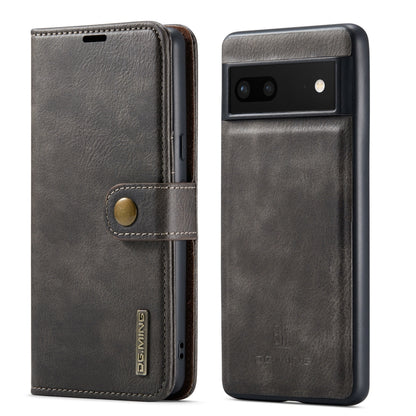 Detachable magnetic leather phone case, dark grey folio with magnetic strap and camera window