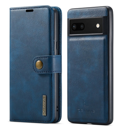 Detachable magnetic leather phone case, blue; folio front and back shell with camera cutout