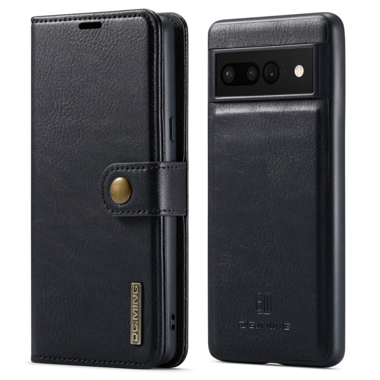 Black crazy horse leather phone case with magnetic cover, front and back views