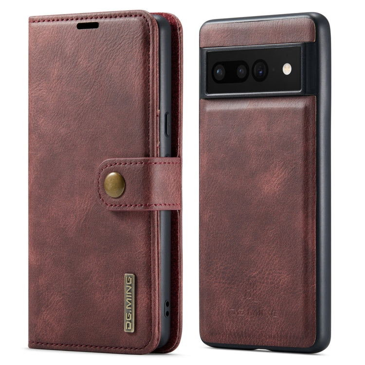 Detachable magnetic leather phone case with folio cover, brown; snap button closure